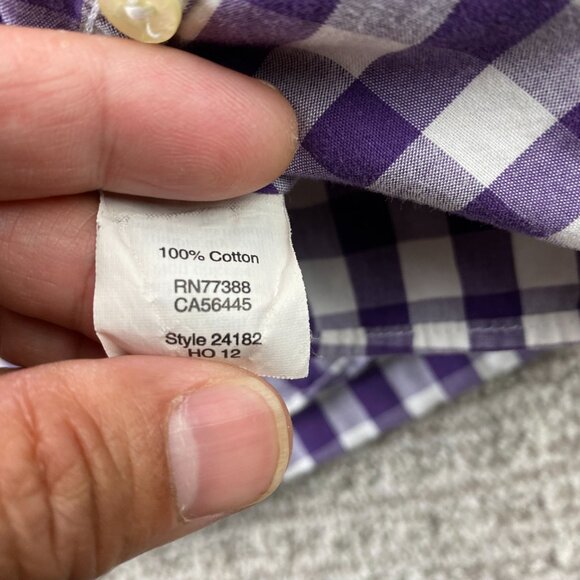 J. Crew Button Down Shirt Men Small S Purple White Checkered Polo Preppy Casual - Picture 5 of 8
